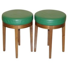 TWO RARE ORIGINAL ROLEX GREEN LEATHER BOUTIQUE DEALERS WATCHMAKERS SWIVEL STOOLS
