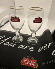 Stella Artois Half Pint Chalice Glasses x 2 Brand New