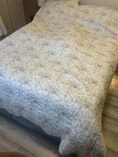 Vintage American Quilt  Handmade Double King White/ grey Patterned