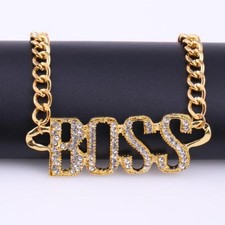 Gold BOSS Chain Necklace Punk