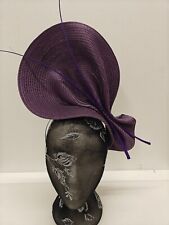 purple large straw fascinator