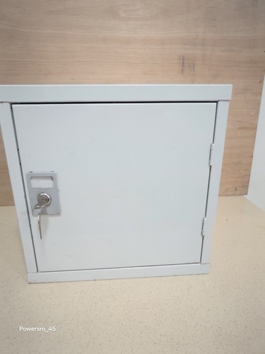 White metal lockable cabinet - white,