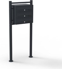 3 Door Black Pillar Letterbox