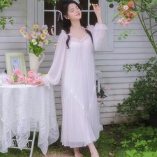 Sweet Lace Vintage Nightgown – Long Peignoir Princess Sleepwear for Women