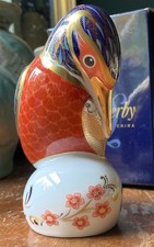 Royal Crown Derby 2001 KINGFISHER Water Bird P/w GOLD STOPPER  21st Anniversary
