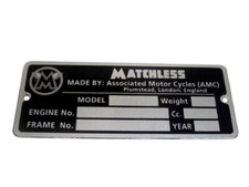 MATCHLESS ID TAG DATA PLATE
