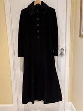 Laura Ashley Long Black Wool And Cashmere Coat Steampunk Gothic Victorian  12