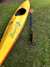 Fiberglass Canoe 13ft, unbranded with distinctive Dragonfly stencil