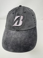 Bridgestone Acid Washed Golf Hat Cap Mens Adjustable Black Embroidered Logo Tire