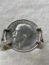 Vintage Silver Threepenny Piece Ring, S Silver Shank, George V, New, Size N.5