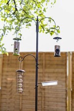 Bird Feeding Station Black Metal Bath Table Seed Tray Hanging Feeders Garden
