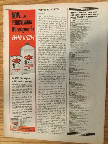 Shelbyadv56 advertisement 1967 - advertisement,