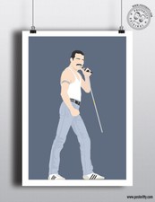 FREDDIE MERCURY Live Aid Wembley Minimalist Music Poster Minimal Queen Art Crowd