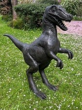 Large Bronze Dinosaur Velociraptor Sculpture - Outdoor Garden Statue - 100cm