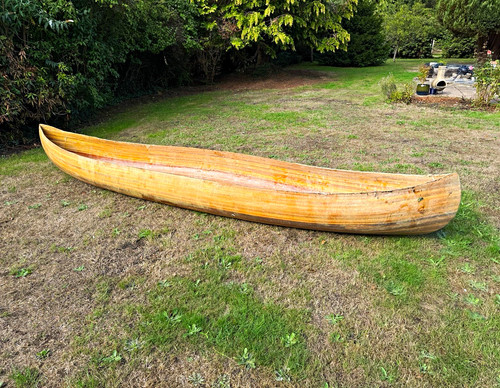 Wooden cedar strip canoe hull - strip, hull-