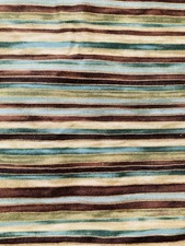 Fabric Traditions Fabric Green Teal Brown Sand Stripe Gold Metallic Accent 1.15Y