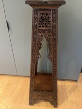 Antique Arts And Crafts Ornately Carved Folding Plant Stand Jardiniere