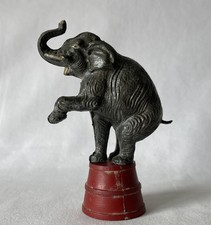 Vintage Painted Lead Circus Toy Britains Charbens PERFORMING ELEPHANT on STAND