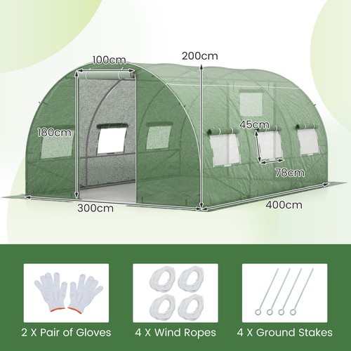 12m greenhouse 4x3x2m with - 4x3x2m,