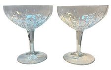 STUART CRYSTAL CLARIDGE CHAMPAGNE COUPES TALL SHERBETS SET OF 2 SIGNED ENGLAND