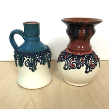 Romanian Pottery Vase x 2 Nana