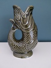 Dartmouth Pottery 18cm Green Gluggle Jug with label