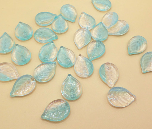 Czech apple leaf glass beads - apple,