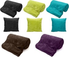 Throw Mink Blanket Soft Warm Fur Bedspread Sofa FREE Cushion Single Double King