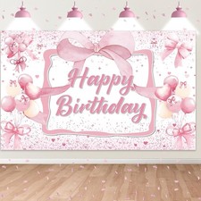 Pink Bow Birthday Backdrop,Bow