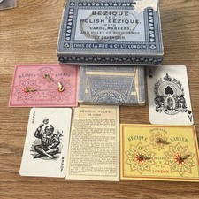 Vintage DE LA RUE PLAYING CARDS Bezique Set Rules & Score Cards. One pack sealed