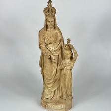 Antique French Religious St. Anne D'Auray & Virgin Mary Extra Large Figurine