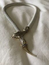 Rare Vintage Snake Adjustable Necklace Choker White & Gold Choker 1980s