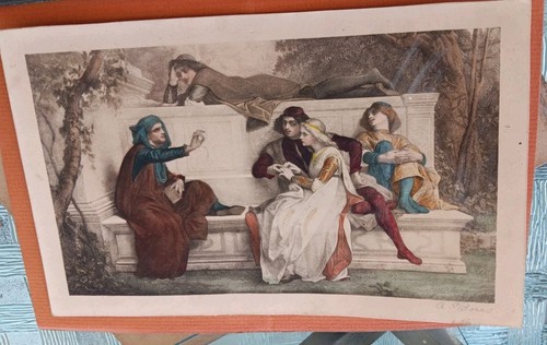 Hand colored florintine - colored, "florintine