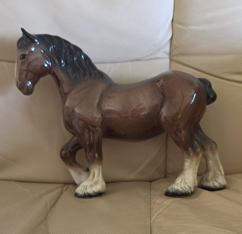 Unmarked glossy ceramic horse - ceramic,