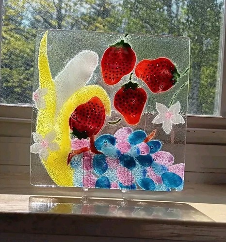 Fused glass art plate - fused,