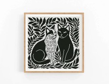 Cats monochrome cross stitch - cats,