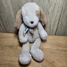 THE MANHATTAN TOY COMPANY PUPPY DOG BROWN Closed Eyes Soft Toy Plush Bow 11"