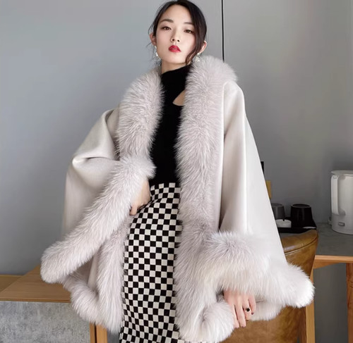 Real cashmere cape poncho - real, true