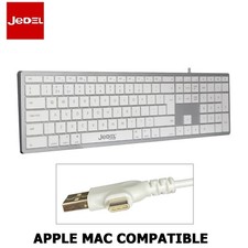 Jedel Keyboard Wired USB Type C Silver For PC Laptop Apple Mac UK Layout