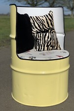 Retro Upcycled Rustic Shabby Chic Custom Oil Drum Garden Room Patio Chair Seat