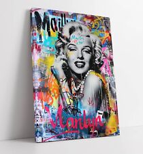 COOL MARILYN MONROE PORTRAIT GRAFFITI FRAMED CANVAS WALL ART PICTURE PRINT