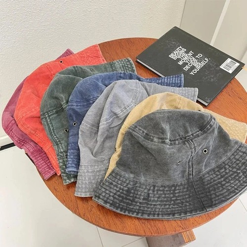 Stonewashed cotton bucket hat - stonewashed,