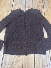 Beautiful ATHÉ by VANESSA BRUNO Dark Brown Holey Knit CARDIGAN, 2, Medium