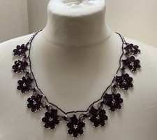 Handmade Turkish Beaded Necklace: Crochet Lace Jewelry