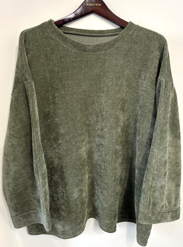 Olive green chenille ribbed - chenille,
