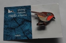 Rspb Pin Badge Of A Robin On A