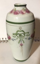 Antique Cauldon Floral Vase  1904-1920 Pink Roses hand painted 16cm H 8cm Width