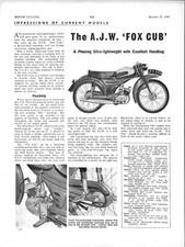 1960 EXCELSIOR 'Manxman' 250cc Motor Cycle Original Magazine Report Cutting