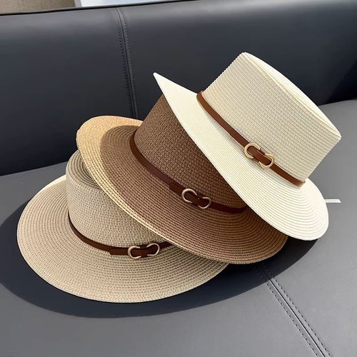 Flat straw hat womens summer - hat,
