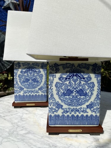 Blue white pair of ceramic - pair,